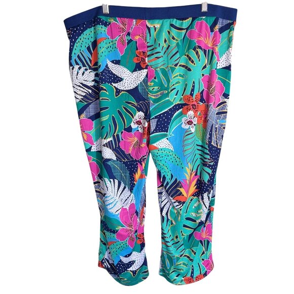 Cuddl Duds Pajama Set Womens XXL Blue & Tropical Floral Stretch Lounge - Picture 5 of 7